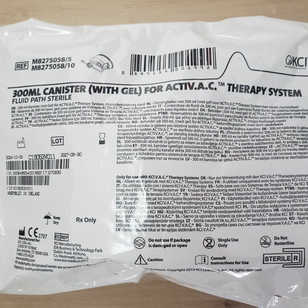 KCI 300ml CANISTER w/GEL FOR ACTIV.A.C. THERAPY SYSTEM - EXP 09/2027